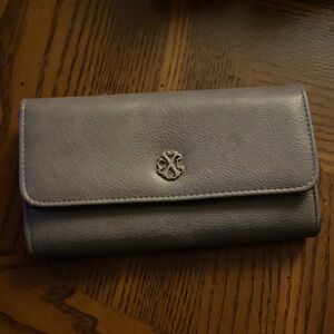 Christian Lacroix Elegant Gray Pebble Snap Wallet Like New